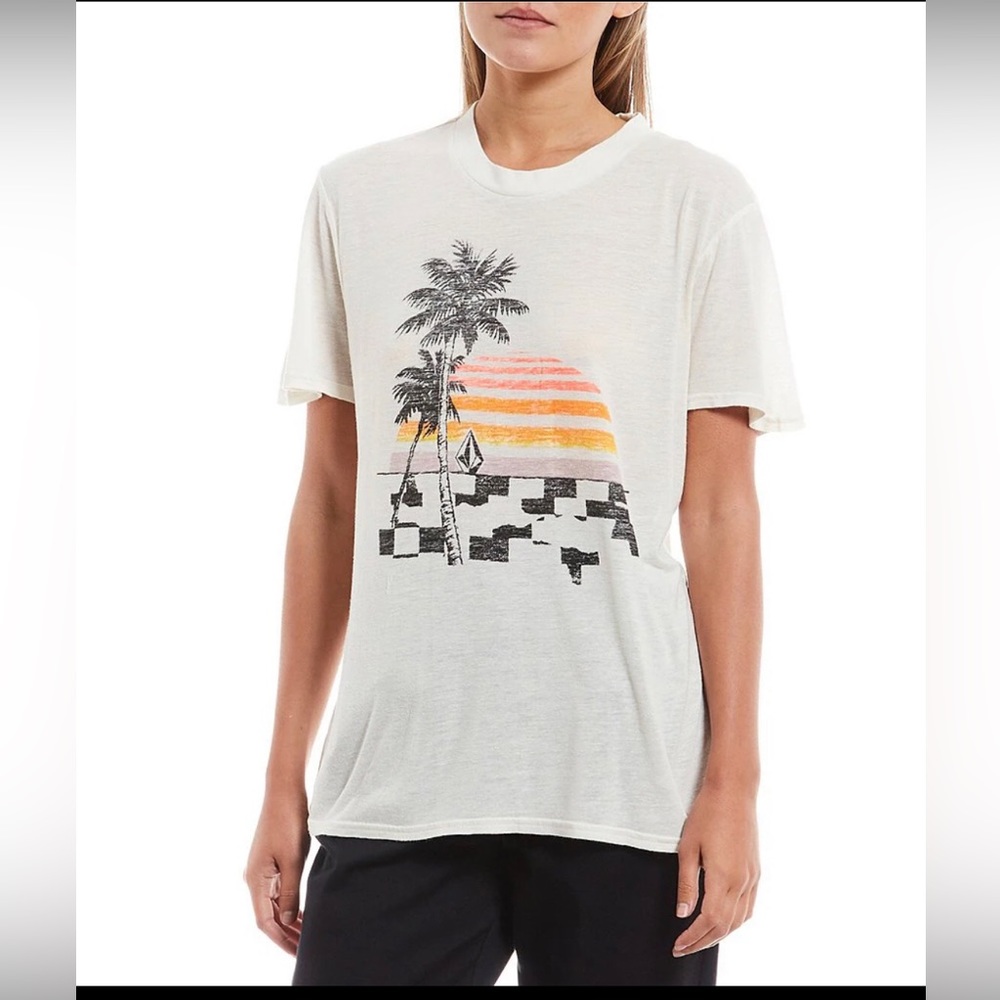 Volcom Tern N Bern Crew Neck Short-Sleeve Linen-Blend Jersey Tee NWT Size XS